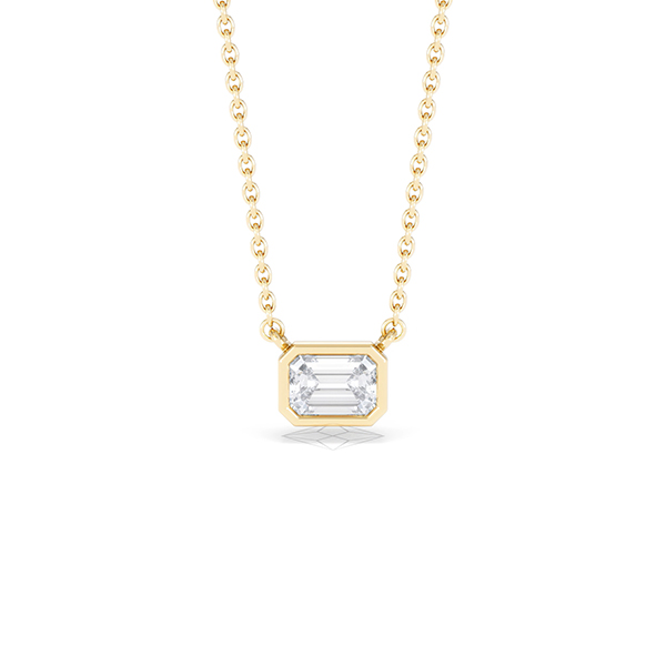 Horizon Emerald Cut Lab Diamond Solitaire Necklace 0.50ct H/SI in 9K Gold - 360 View