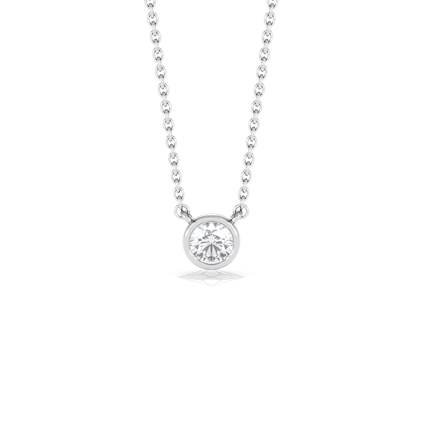 Horizon Round Cut Lab Diamond Solitaire Necklace 0.25ct H/SI in 9K White Gold - 360 View