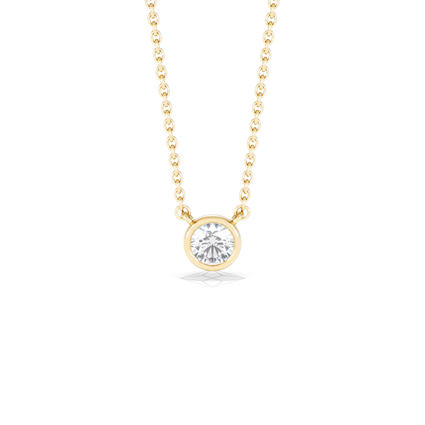 Horizon Round Cut Lab Diamond Solitaire Necklace 0.25ct H/SI in 9K Gold - 360 View