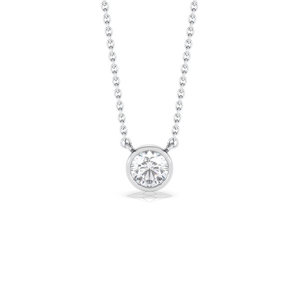 Horizon Round Cut Lab Diamond Solitaire Necklace 0.50ct H/SI in 9K White Gold - 360 View