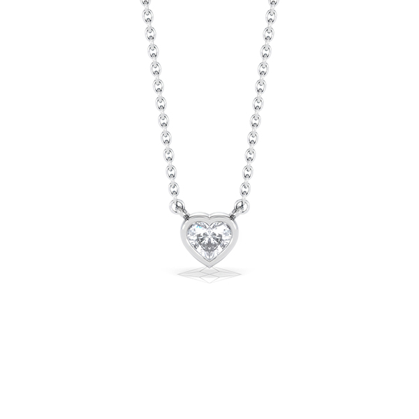 Horizon Heart Cut Lab Diamond Solitaire Necklace 0.25ct H/SI in 925 Silver - 360 View