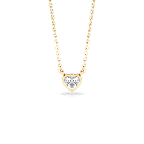 Horizon Heart Cut Lab Diamond Solitaire Necklace 0.25ct H/SI in 9K Gold - 360 View