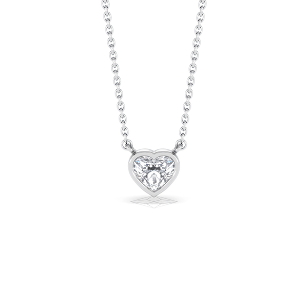 Horizon Heart Cut Lab Diamond Solitaire Necklace 0.50ct H/SI in 9K White Gold - 360 View