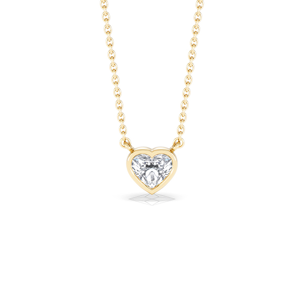 Horizon Heart Cut Lab Diamond Solitaire Necklace 0.50ct H/SI in 9K Gold - 360 View