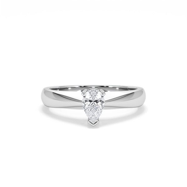 Naomi Pear Cut Lab Diamond Engagement Ring 0.50ct H/SI in 925 Silver - 360 View