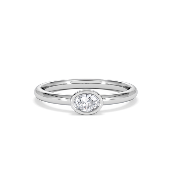 Horizon Oval Cut Lab Diamond Solitaire Ring 0.25ct H/SI in 925 Silver - 360 View