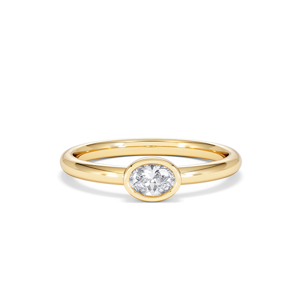 Horizon Oval Cut Lab Diamond Solitaire Ring 0.25ct H/SI in 9K Gold - 360 View