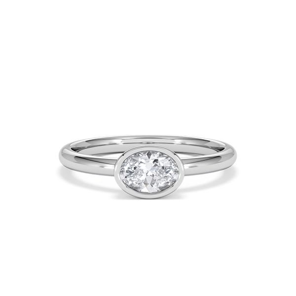 Horizon Oval Cut Lab Diamond Solitaire Ring 0.50ct H/SI in 9K White Gold - 360 View