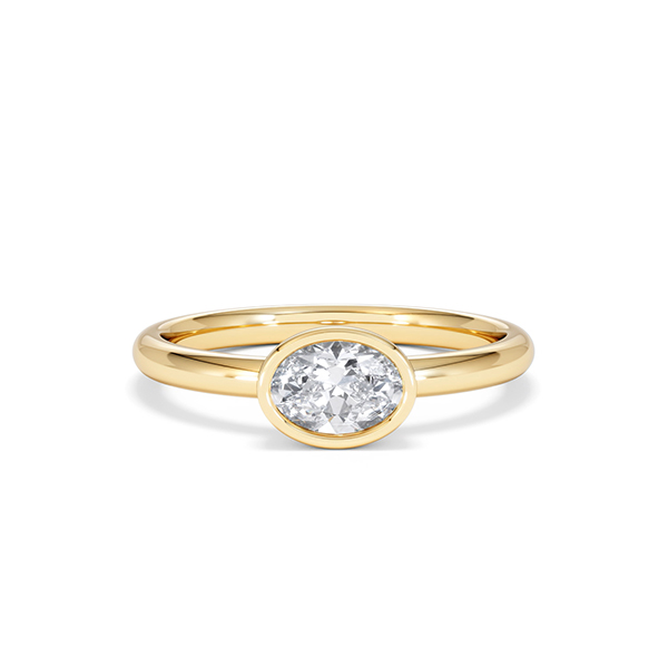 Horizon Oval Cut Lab Diamond Solitaire Ring 0.50ct H/SI in 9K Gold - 360 View