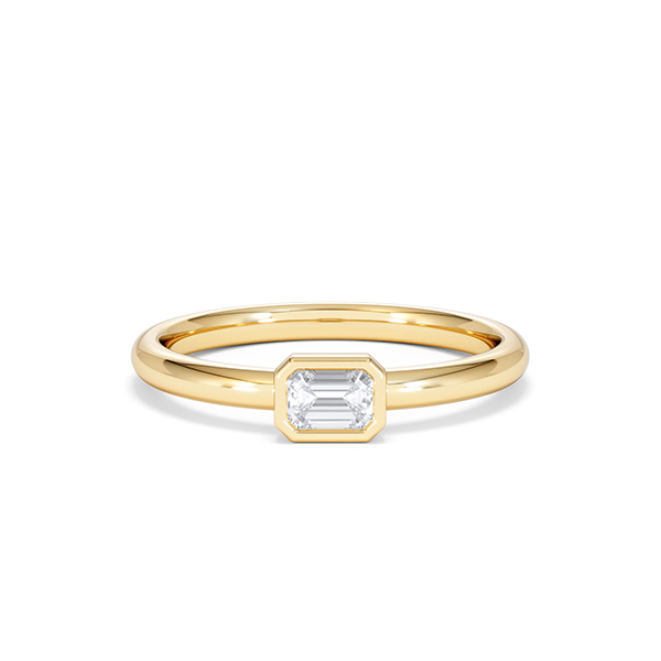 Horizon Emerald Cut Lab Diamond Solitaire Ring 0.25ct H/SI in 18k Gold Vermeil - 360 View