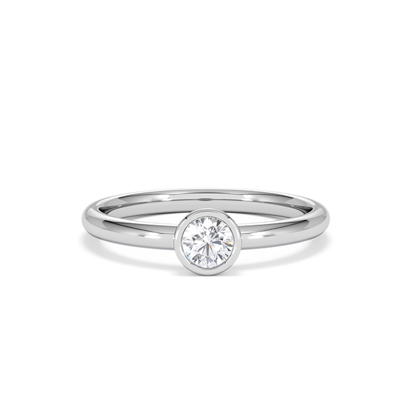 Horizon Round Cut Lab Diamond Solitaire Ring 0.25ct H/SI in 9K White Gold - 360 View