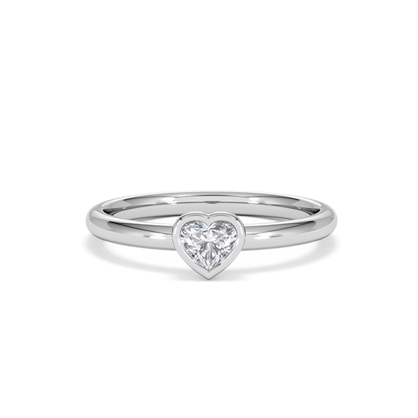 Horizon Heart Cut Lab Diamond Solitaire Ring 0.25ct H/SI in 925 Silver - 360 View