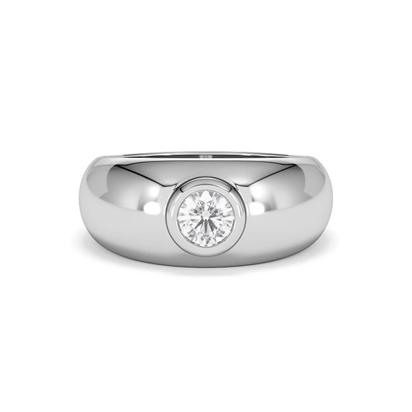 Lab Diamond Signet Ring 0.50ct in 925 Silver H/SI - 360 View