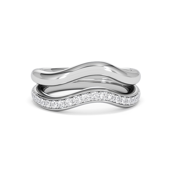 Lab Diamond Double Band Stacking Wave Ring 0.26ct in 925 Silver - 360 View