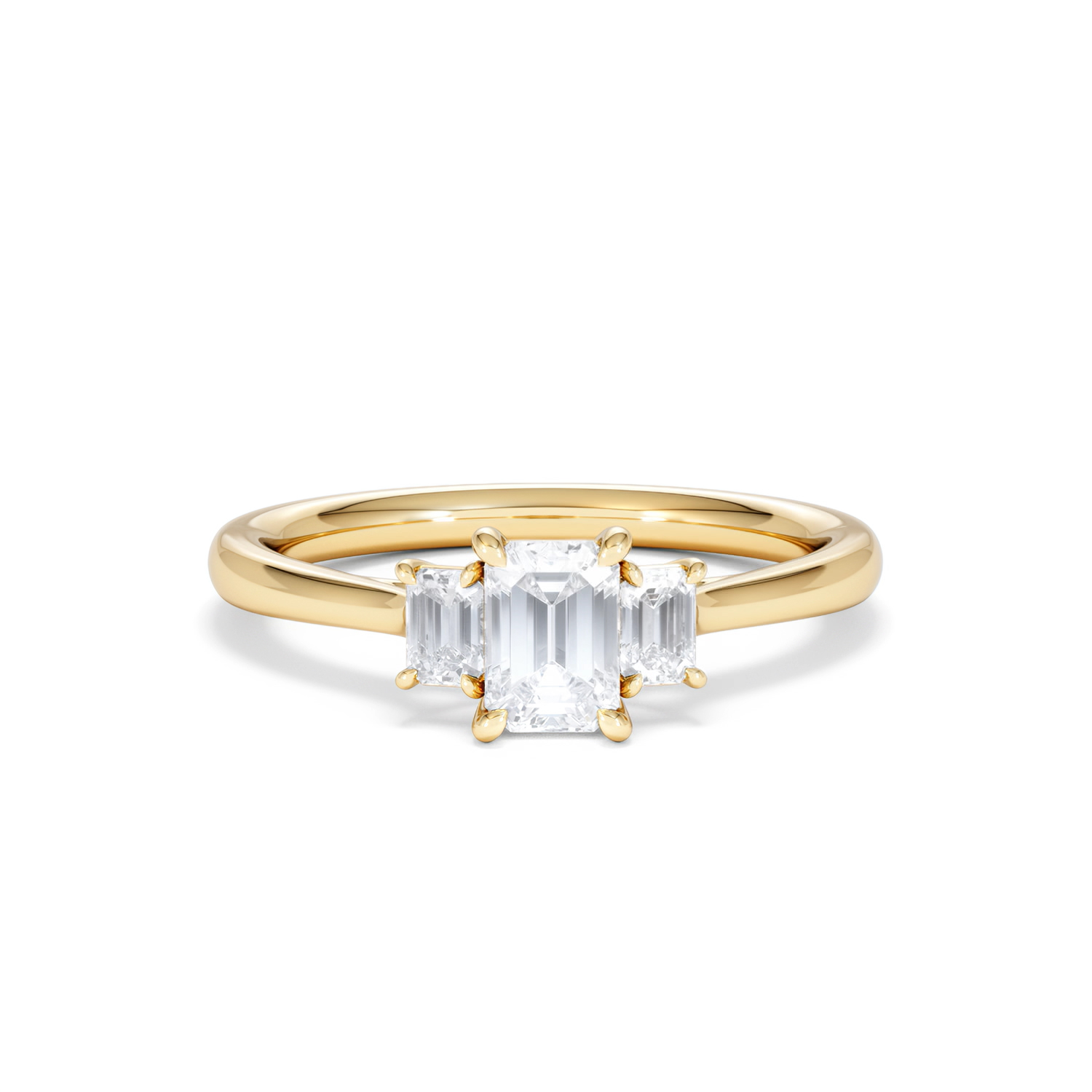 Evoke 3 Stone Emerald Cut Lab Diamond Ring 0.50ct Set in 18K Gold Vermeil - 360 View