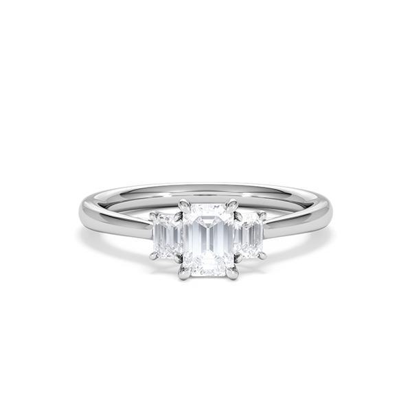 Evoke 3 Stone Emerald Cut Lab Diamond Ring 0.50ct Set in 925 Silver - 360 View