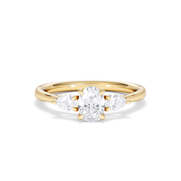 Evoke 3 Stone Oval Cut Lab Diamond Ring 0.50ct Set in 18K Gold Vermeil - 360 View