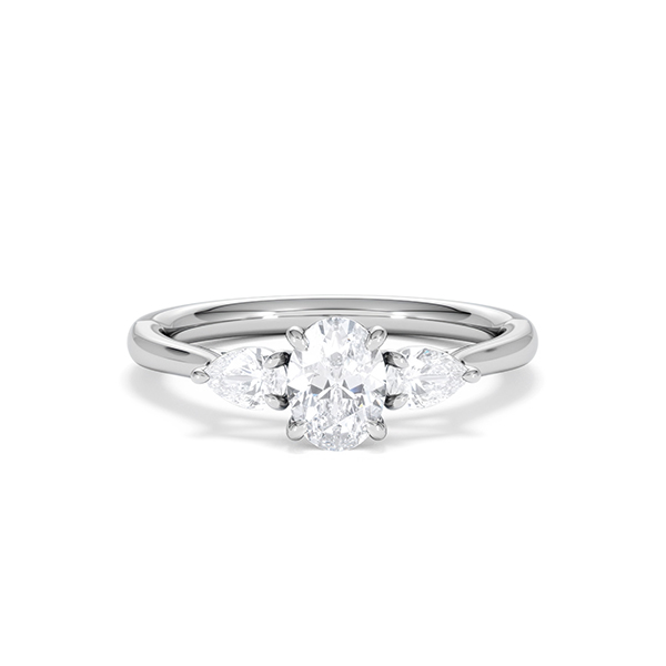 Evoke 3 Stone Oval Cut Lab Diamond Ring 0.50ct Set in 9K White Gold - 360 View