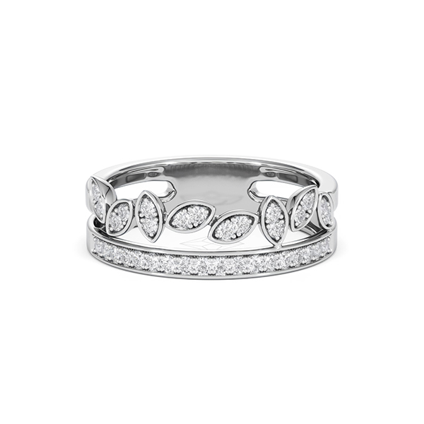 Double Band Stacking Ring Lab Diamond 0.25ct in 925 Silver - 360 View