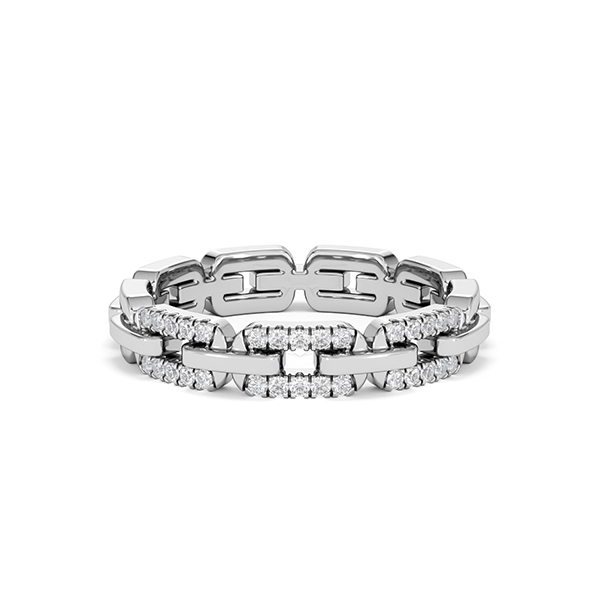 Lab Diamond Chain Link Ring 0.14ct in 925 Silver - 360 View