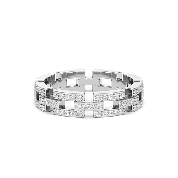 Lab Diamond Chain Link Ring 0.24ct in 925 Silver - 360 View