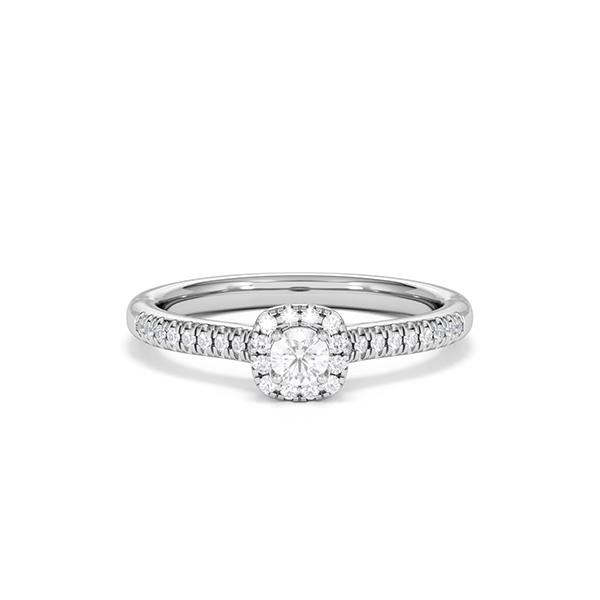 Ella Brilliant Cut Lab Diamond Halo Ring 0.33ct F/VS in 925 Silver - 360 View