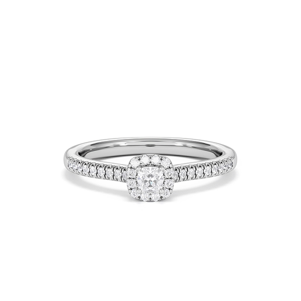 Beatrice Cushion Cut Lab Diamond Halo Ring 0.33ct F/VS in 925 Silver - 360 View