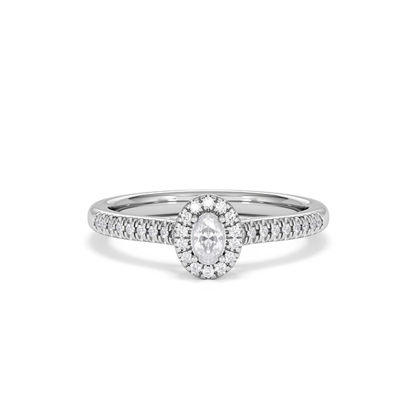 Georgina Oval Cut Lab Diamond Halo Ring 0.33ct F/VS in 925 Silver - 360 View