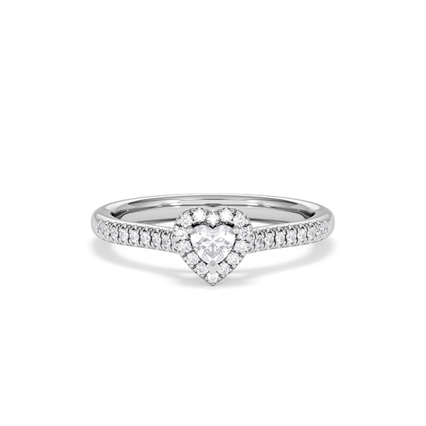 Michelle Heart Cut Lab Diamond Halo Ring 0.33ct F/VS in 925 Silver - 360 View