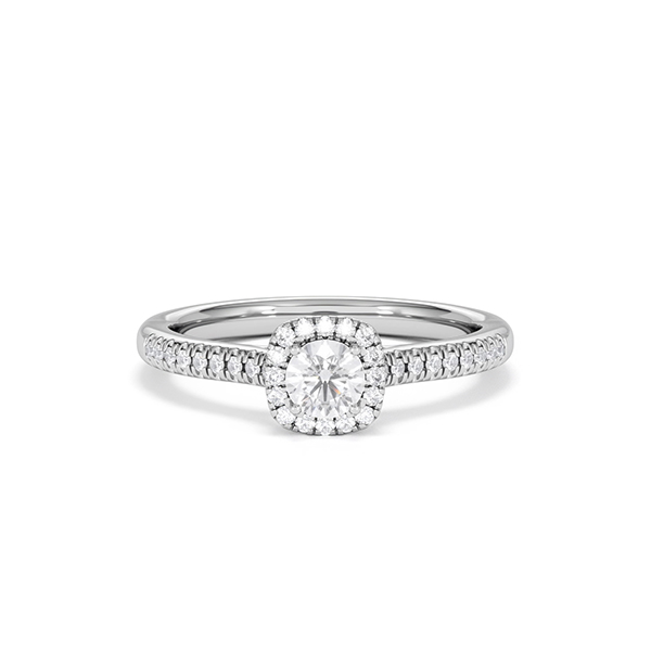 Ella Brilliant Cut Lab Diamond Halo Ring 0.50ct F/VS in 925 Silver - 360 View