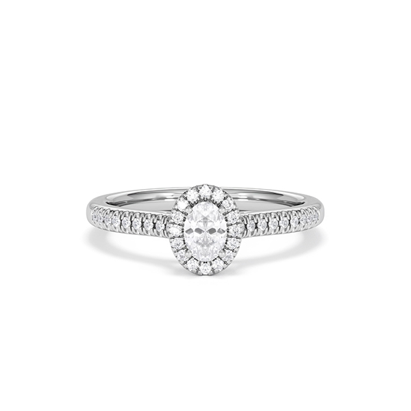 Georgina Oval Cut Lab Diamond Halo Ring 0.50ct F/VS in 925 Silver - 360 View