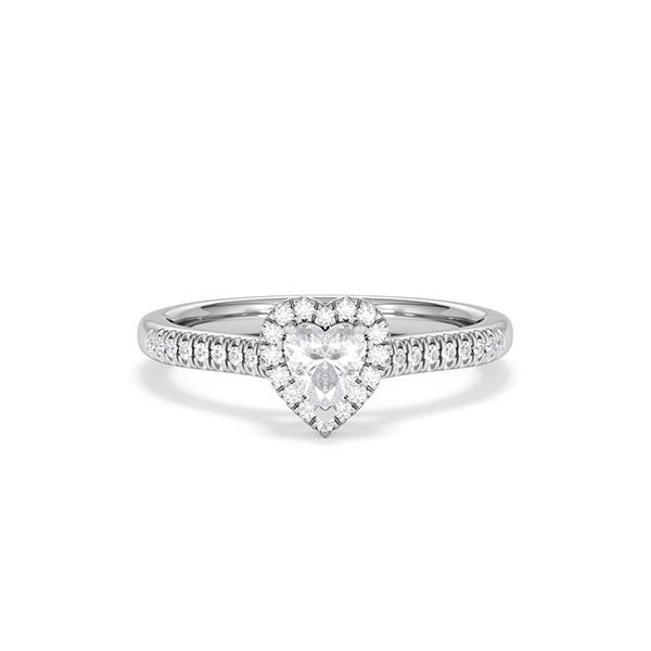 Michelle Heart Cut Lab Diamond Halo Ring 0.50ct F/VS in 925 Silver - 360 View