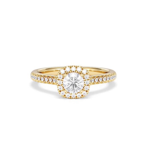 Ella Brilliant Cut Lab Diamond Halo Ring 0.70ct F/VS in 9K Gold - 360 View