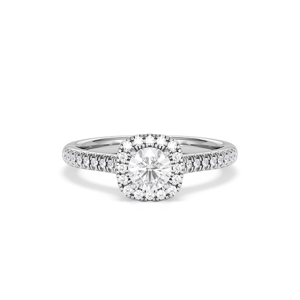 Ella Brilliant Cut Lab Diamond Halo Ring 0.70ct F/VS in 9K White Gold - 360 View