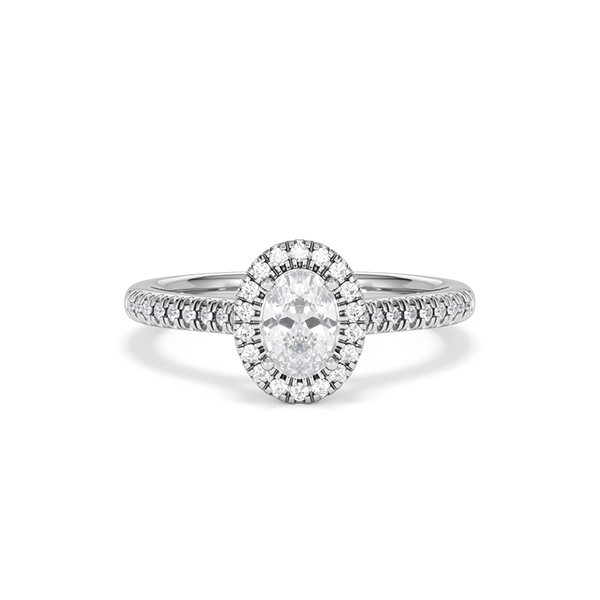 Georgina Oval Cut Lab Diamond Halo Ring 0.70ct F/VS in 9K White Gold - 360 View