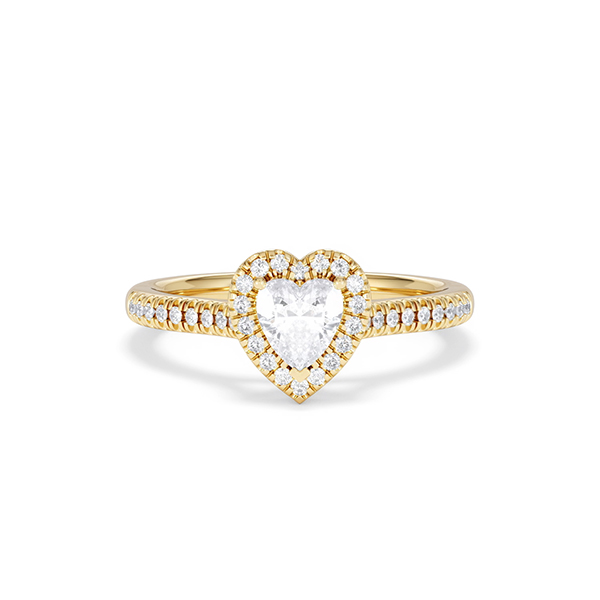 Michelle Heart Cut Lab Diamond Halo Ring 0.70ct F/VS in 9K Gold - 360 View