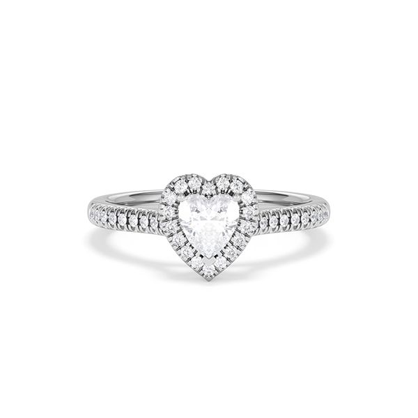 Michelle Heart Cut Lab Diamond Halo Ring 0.70ct F/VS in 9K White Gold - 360 View