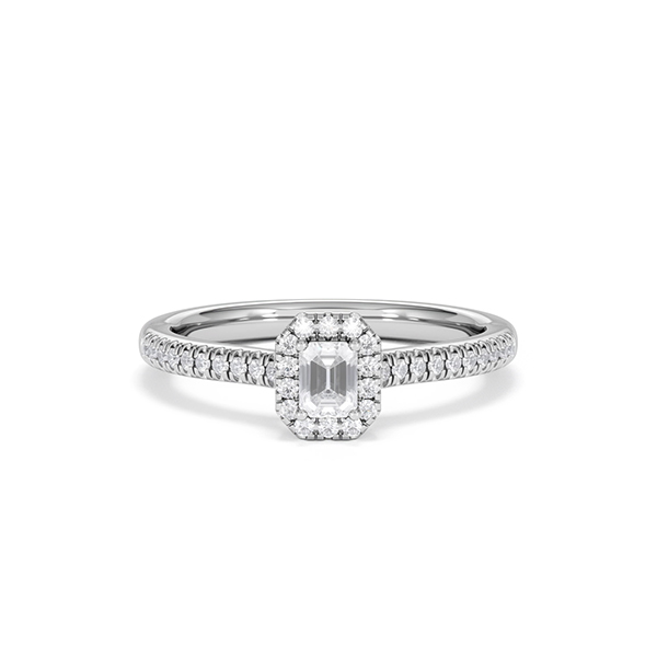 Annabelle Emerald Cut Lab Diamond Halo Ring 0.33ct F/VS in 925 Silver - 360 View