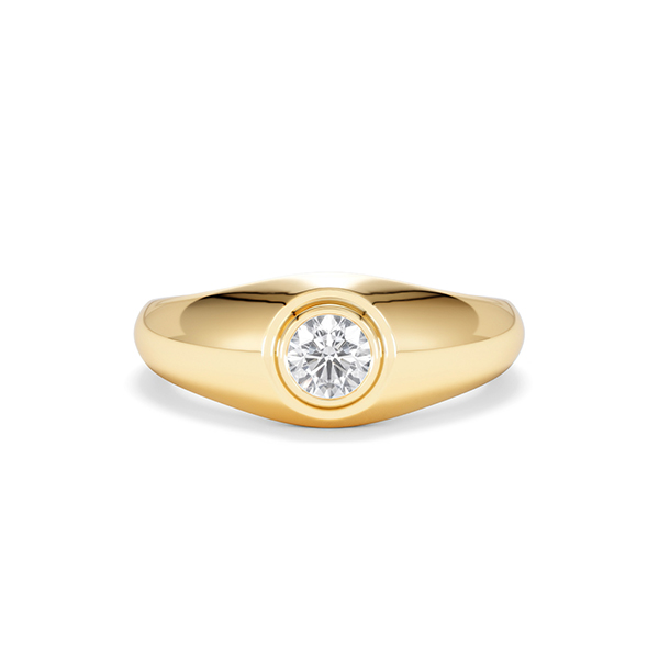 0.50ct Lab Diamond Signet Ring Round Cut Set in 9k Gold - 360 View