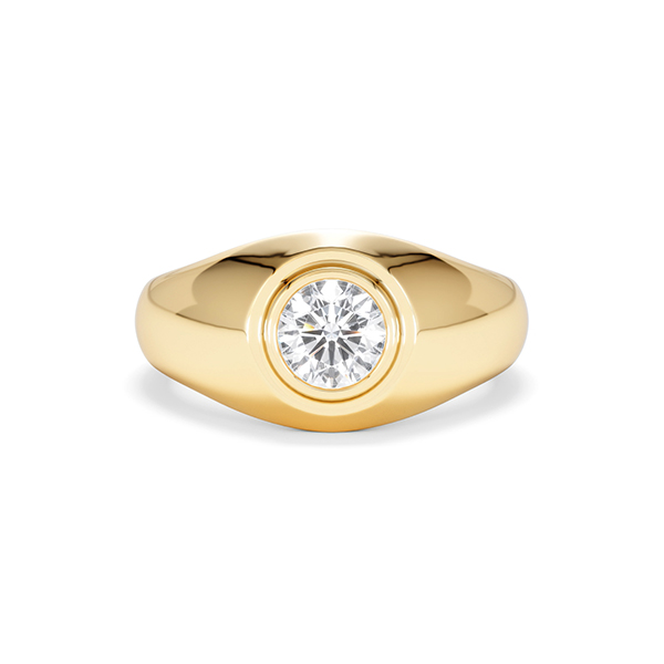 Mens Lab Diamond Signet Ring 1.00ct Round Cut Set in 9k Gold - 360 View