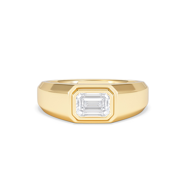 Mens Lab Diamond Signet Ring 1.00ct Emerald Cut Set in 9k Gold - 360 View