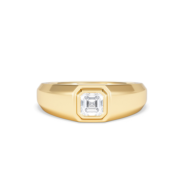 Mens Lab Diamond Signet Ring 0.50ct Asscher Cut Set in 9k Gold - 360 View