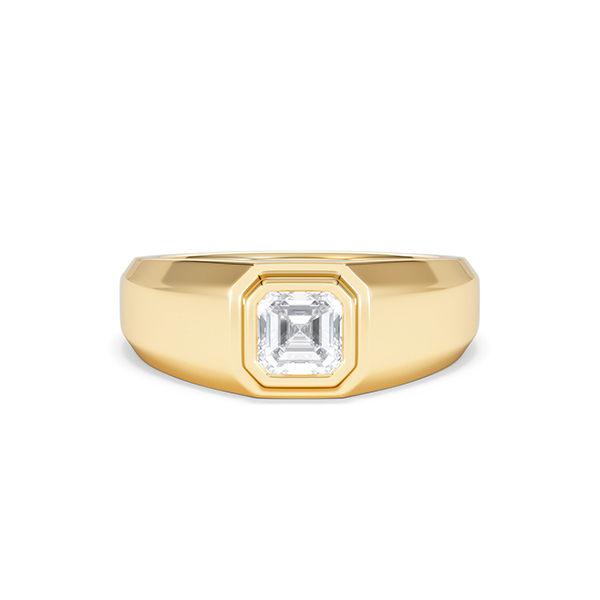 Mens Lab Diamond Signet Ring 1.00ct Asscher Cut Set in 9k Gold - 360 View