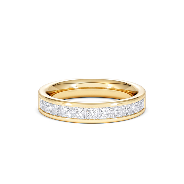 Eterna Lab Diamond Princess Cut Half Eternity Ring 1.00ct F/VS in 9K Gold - 360 View