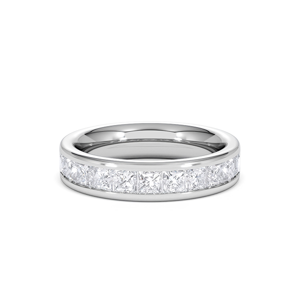 Eterna Lab Diamond Princess Cut Half Eternity Ring 1.50ct F/VS in 9K White Gold - 360 View