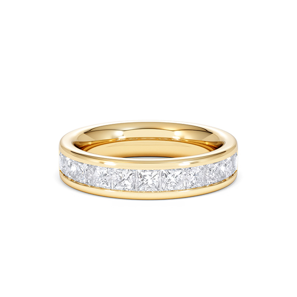 Eterna Lab Diamond Princess Cut Half Eternity Ring 1.50ct F/VS in 9K Gold - 360 View