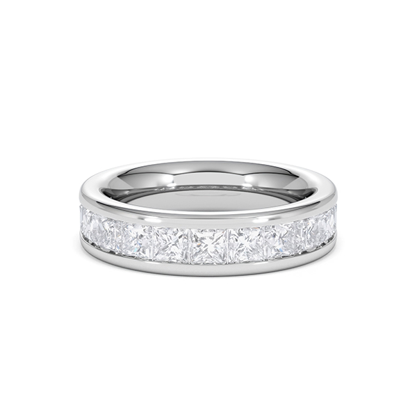 Eterna Lab Diamond Princess Cut Half Eternity Ring 2.00ct F/VS in 9K White Gold - 360 View