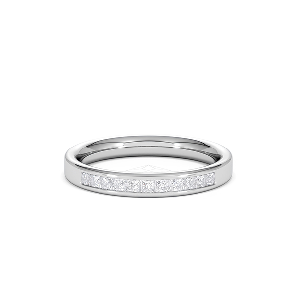 Eterna Lab Diamond Princess Cut Half Eternity Ring 0.30ct H/SI in 925 Silver - 360 View