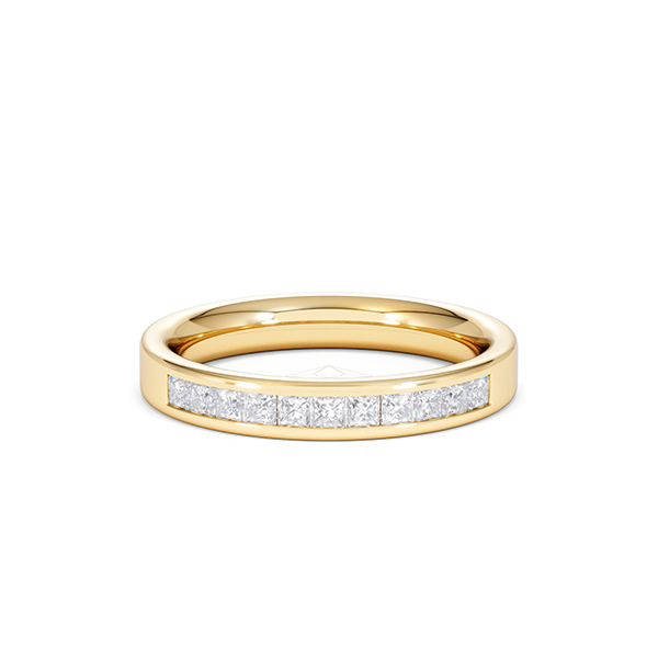 Eterna Lab Diamond Princess Cut Half Eternity Ring 0.50ct H/SI in 18K Gold Vermeil - 360 View