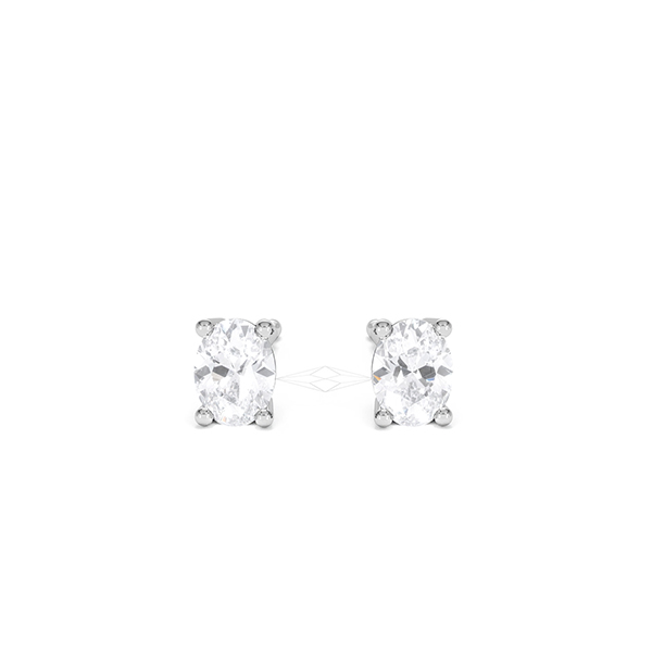 Naomi Oval Cut Lab Diamond Stud Earrigns 0.50ct H/SI in 9K White Gold - 360 View